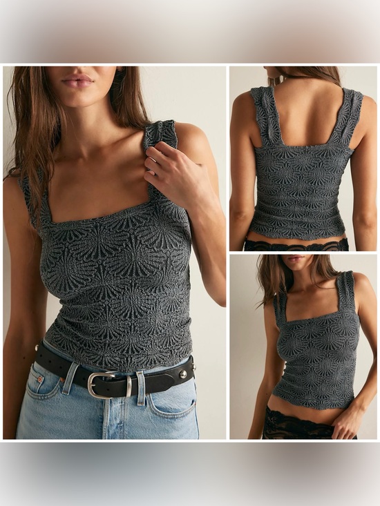 Free People Tops - NWOT Free People FP Intimately Love Letter Cami - Black grey - XS/S